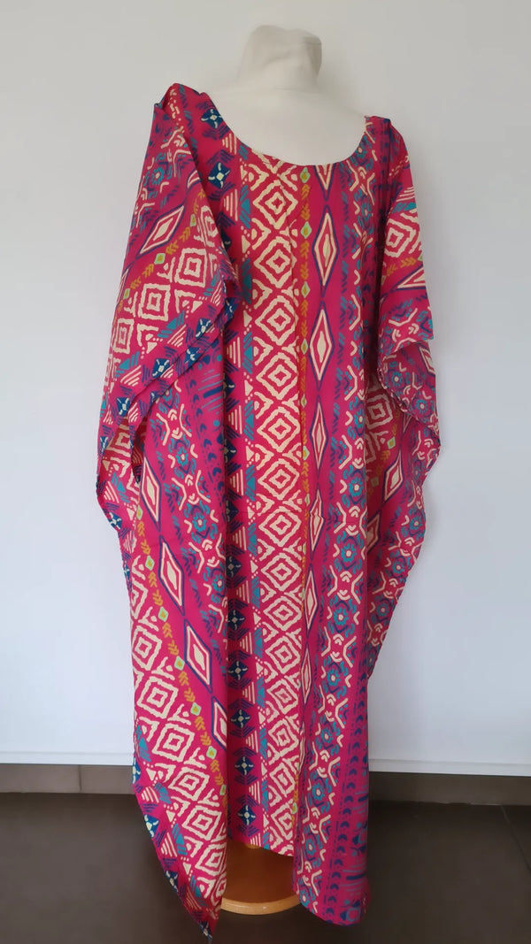 Boubou africain femme rose- boubou wax  -  robe africaine longue