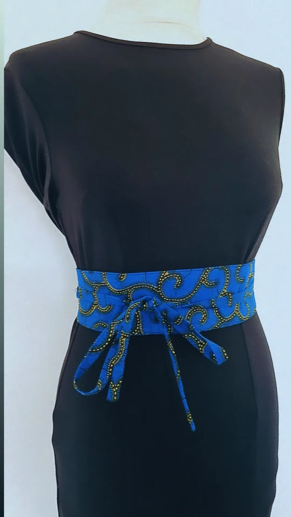 Ceinture obi en wax coton multicolore ceinture africaine pour femme avec motif wax à nouer