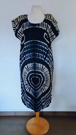 Robe Courte en Batik Robe Africaine Bleue | L'ATELIER WAX DE CLARISSE