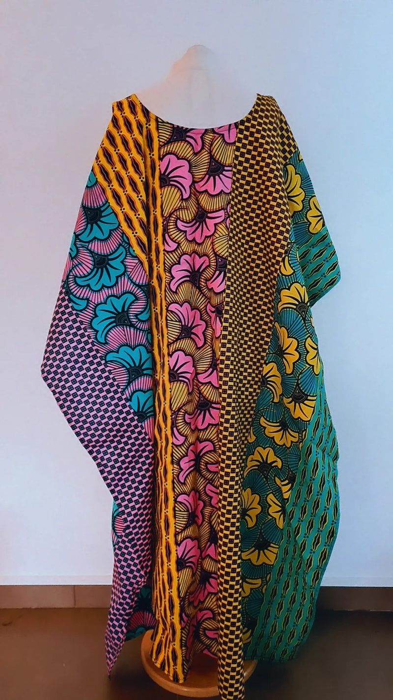 Boubou Africain Femme Multicolore Wax | L'ATELIER WAX DE CLARISSE