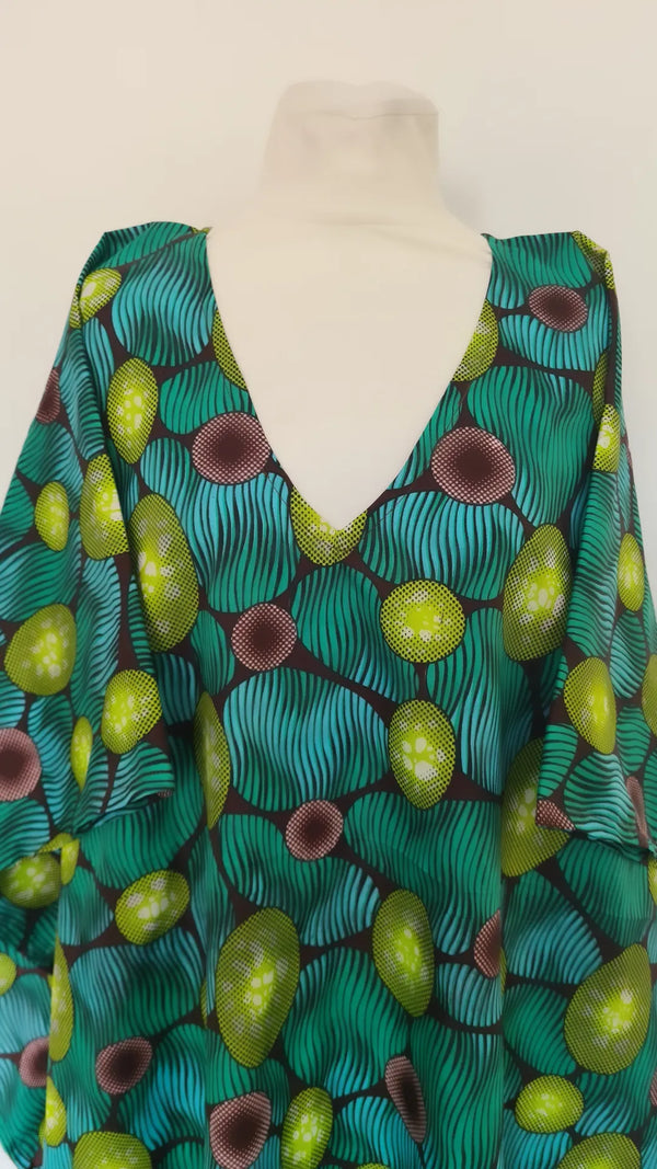 Boubou africain femme - boubou wax -  robe africaine colori vert et vert anis tendance
